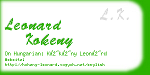 leonard kokeny business card